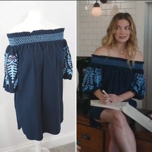 Zara Puff Sleeve Embroidered Dress